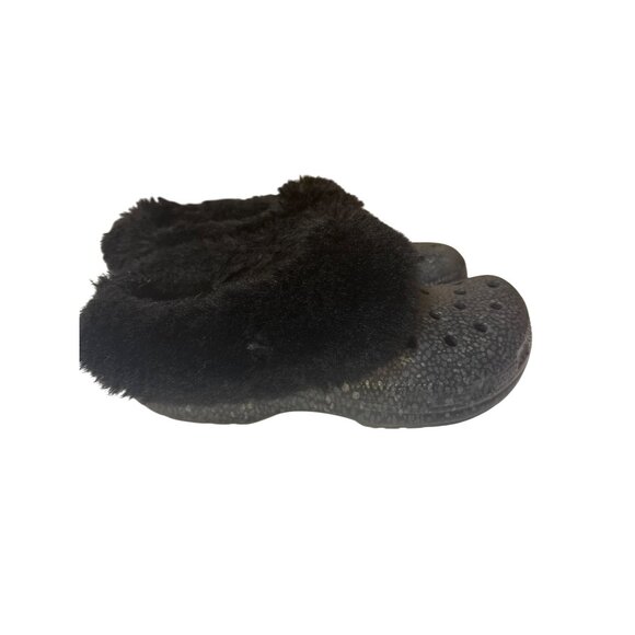 Womens Faux Fur Lined Crocs Clogs Size 7 Black - Picture 3 of 6